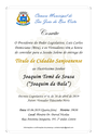 Câmara convida população para Sessão Solene de entrega do Título de Cidadão Sanjoanense a Joaquim da Bala