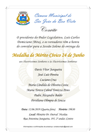 Legislativo convida população para cerimônia de entrega da Medalha de Mérito Cívico 24 de Junho